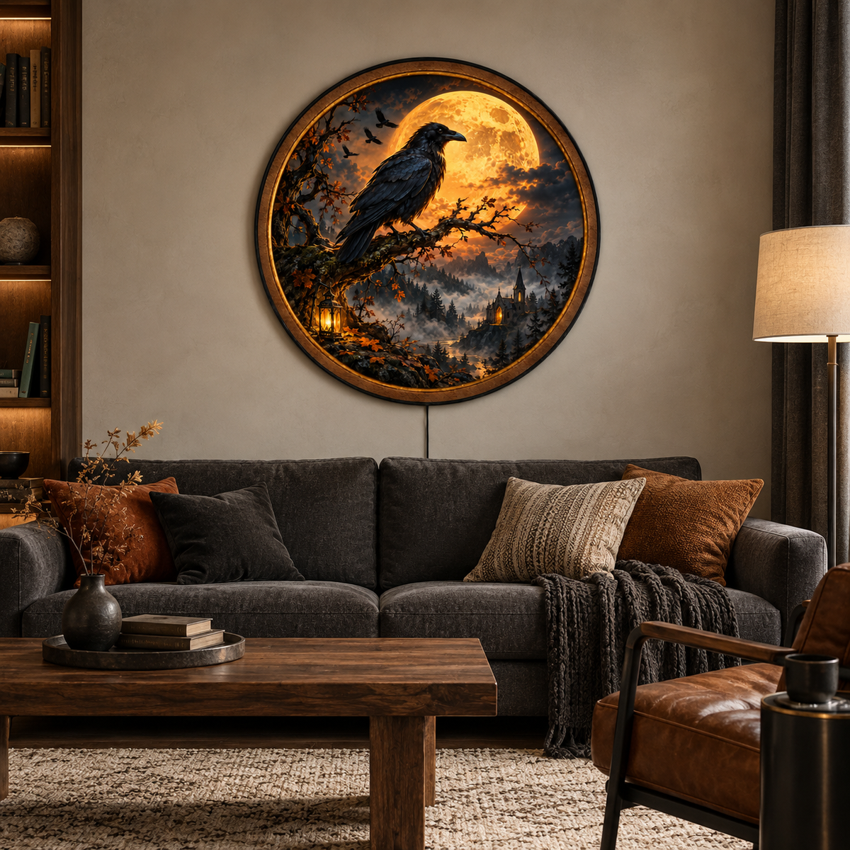 Raven Moon – Gothic Night Fantasy LED Wall Art