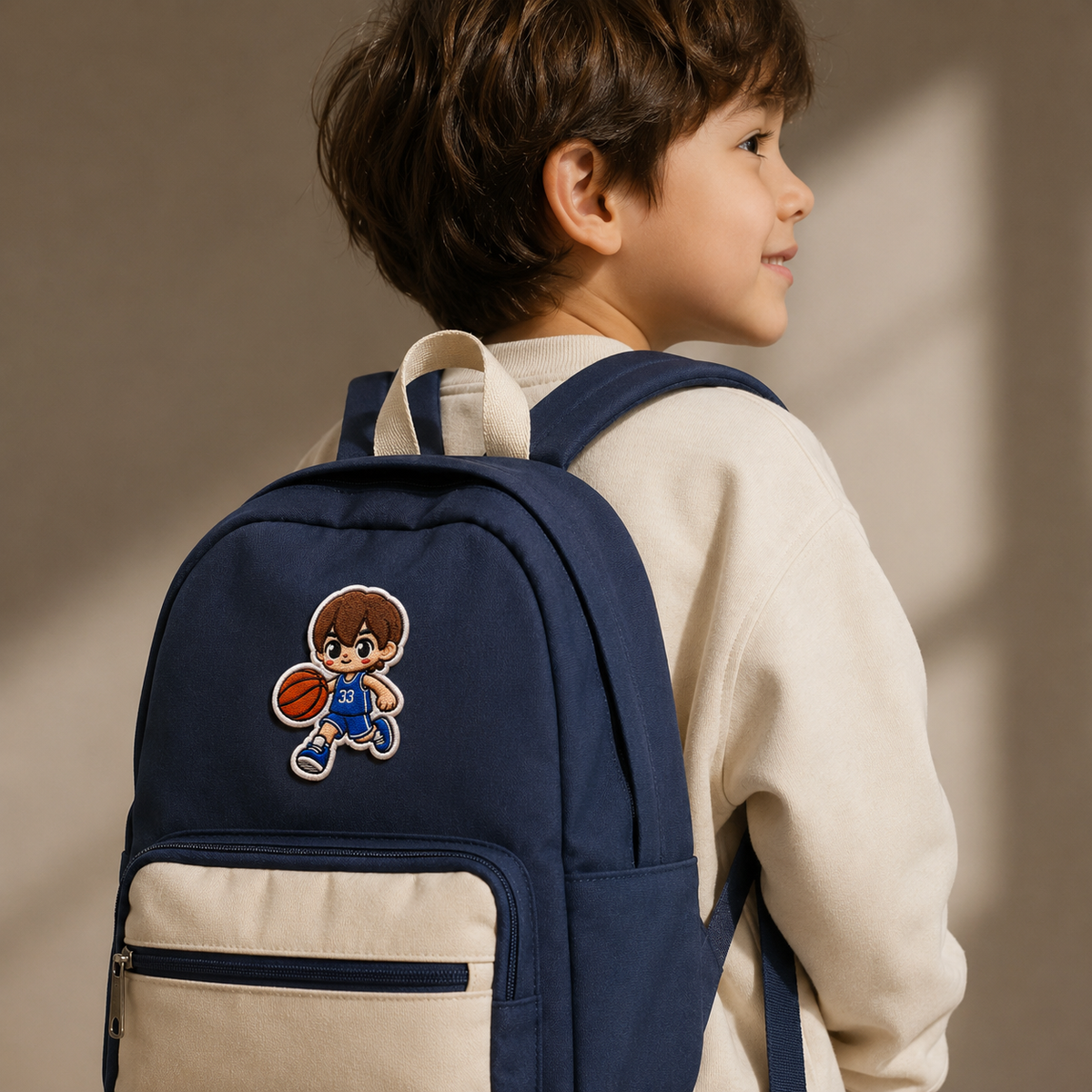 Cute Basketball Boy Embroidered Iron-On Patch – Cartoon Basketball Player Applique