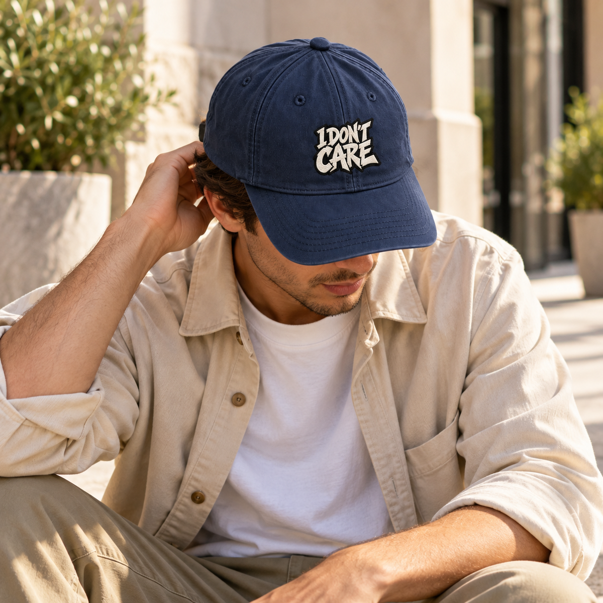 I Don't Care Embroidered Dad Hat – Funny Vintage Baseball Cap