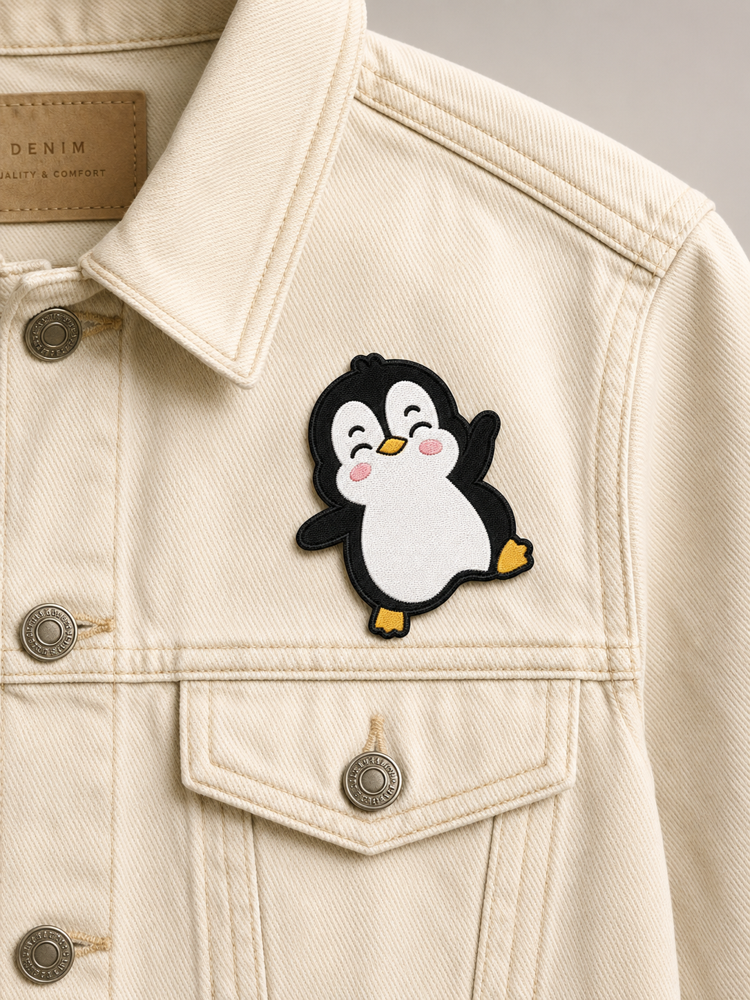 Penguin Embroidered Iron-On Patch – Kawaii Happy Penguin Applique