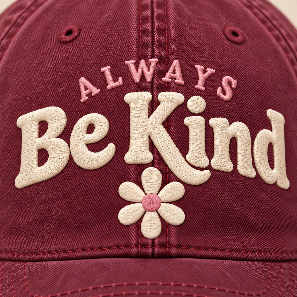 Always Be Kind Embroidered Dad Hat – Vintage Washed Cap