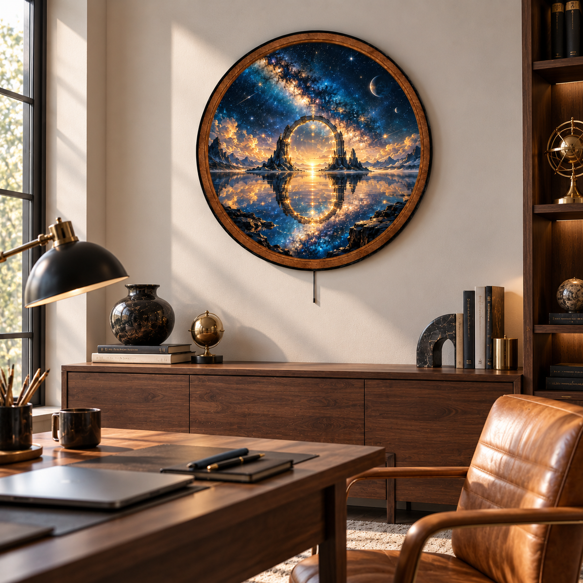 Celestial Gateway Cosmic Reflection LED Wall Art
