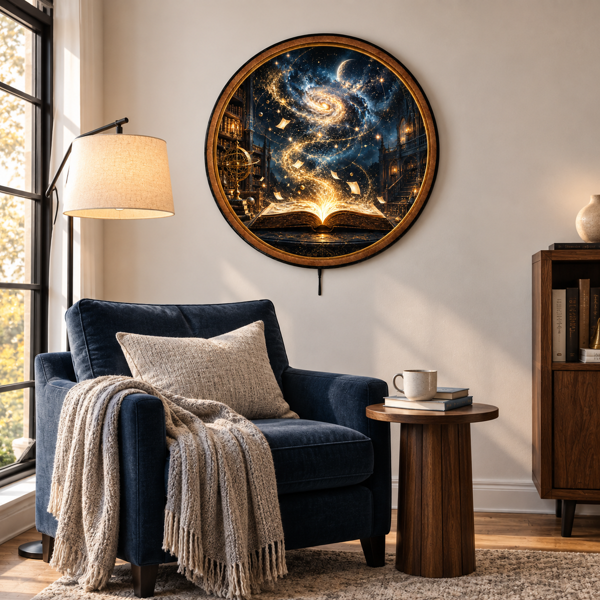 Celestial Library Magic Book Circular LED Wall Art