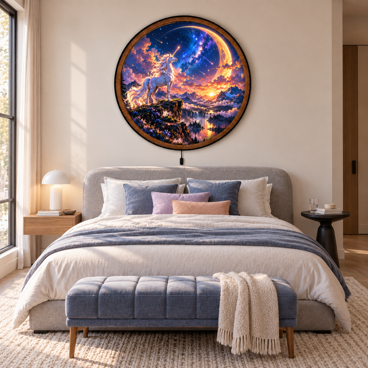 Celestial Unicorn – Golden Horizon LED Wall Art