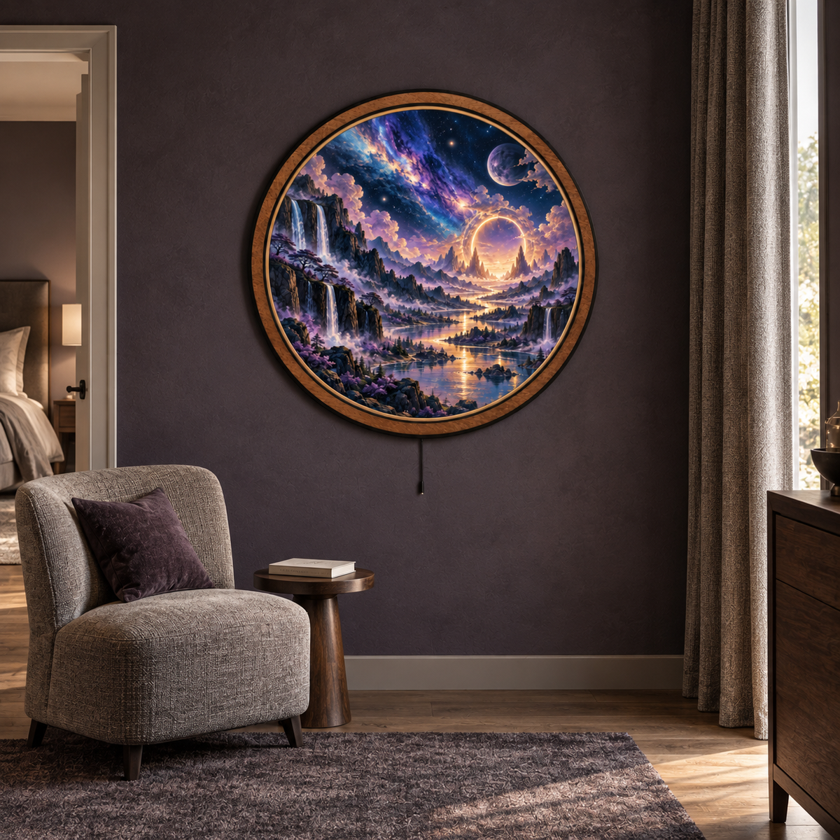 Celestial Valley – Golden Portal LED Wall Art