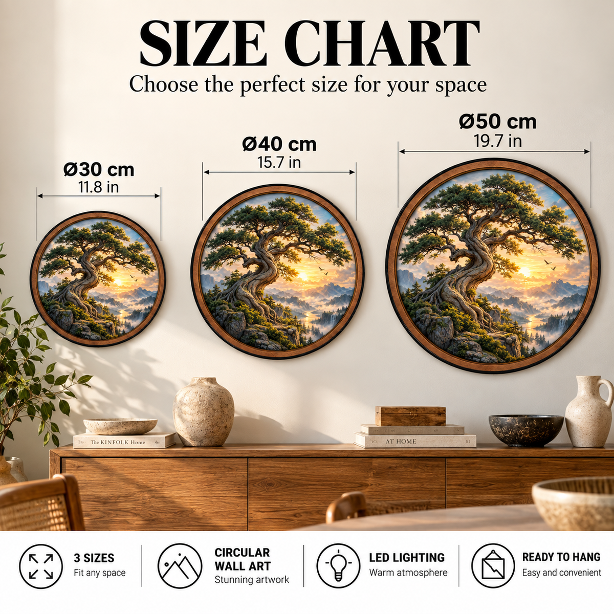 Ancient Sentinel Golden Valley Circular LED Wall Art