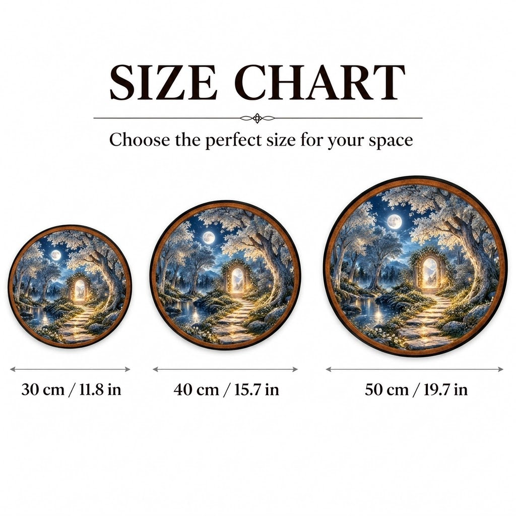 The Moonlit Gate – Handcrafted Round LED Wall Art