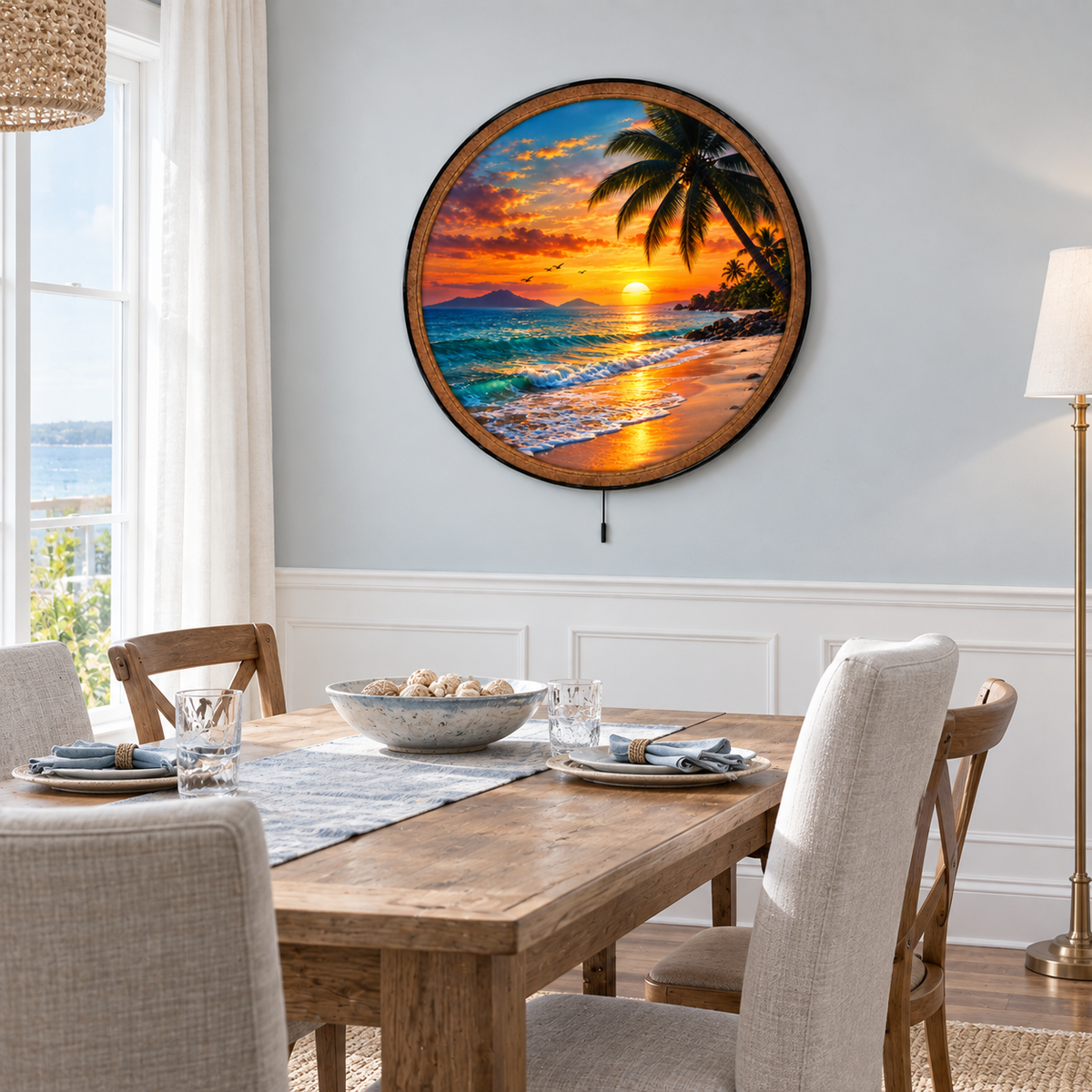 Tropical Sunset Paradise – Beach Ocean LED Wall Art