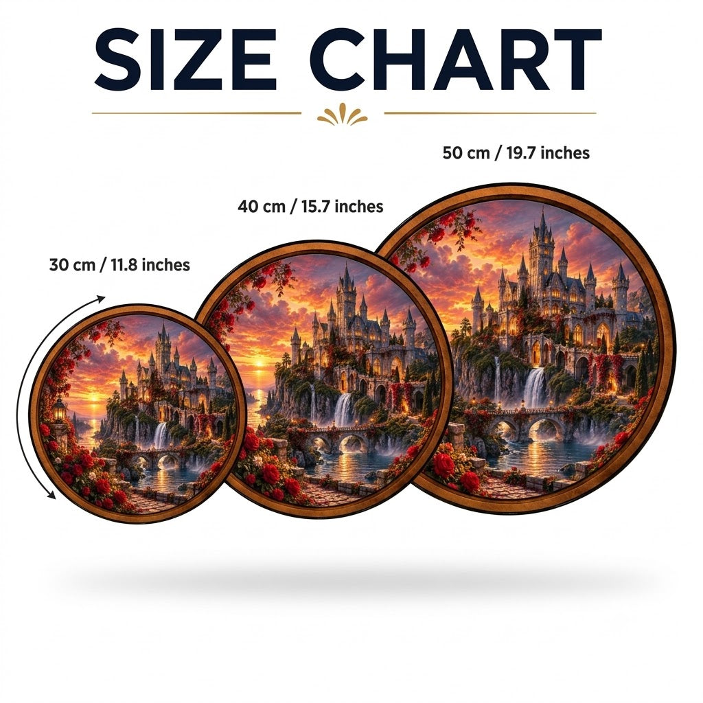 Handcrafted Rose Castle at Golden Sunset LED Wall Art