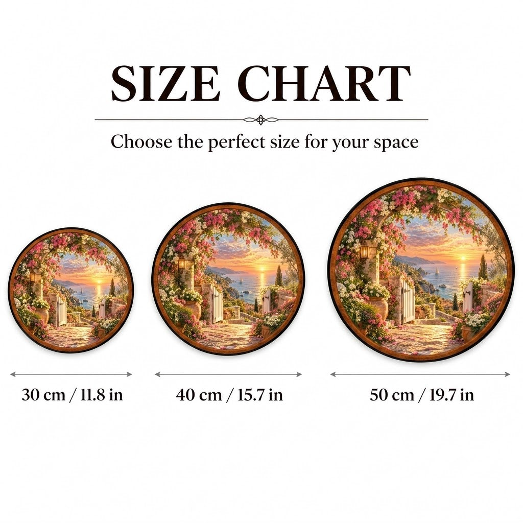 Golden Hour Gateway – Handcrafted Round LED Wall Art
