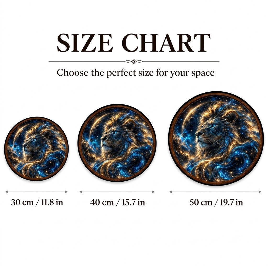 Celestial Lion – Handcrafted LED Wall Art | Majestic Cosmic Lion, Blue & Gold Galaxy Art | Fantasy Home Decor