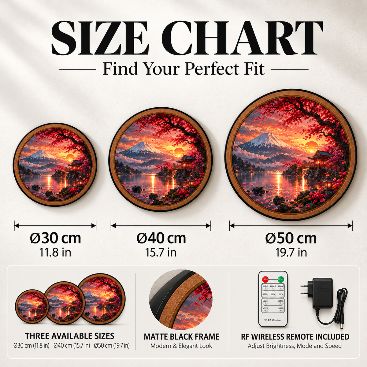 Crimson Sakura Sunset – Handcrafted LED Wall Art