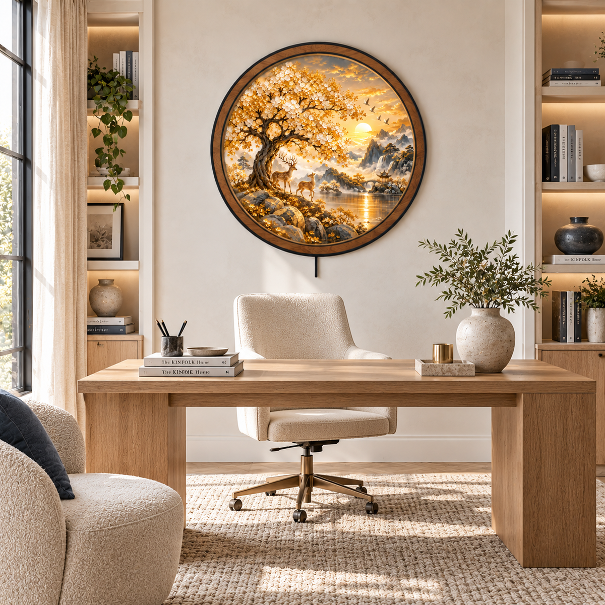 Golden Deer Sanctuary – Mountain Sunrise LED Wall Art