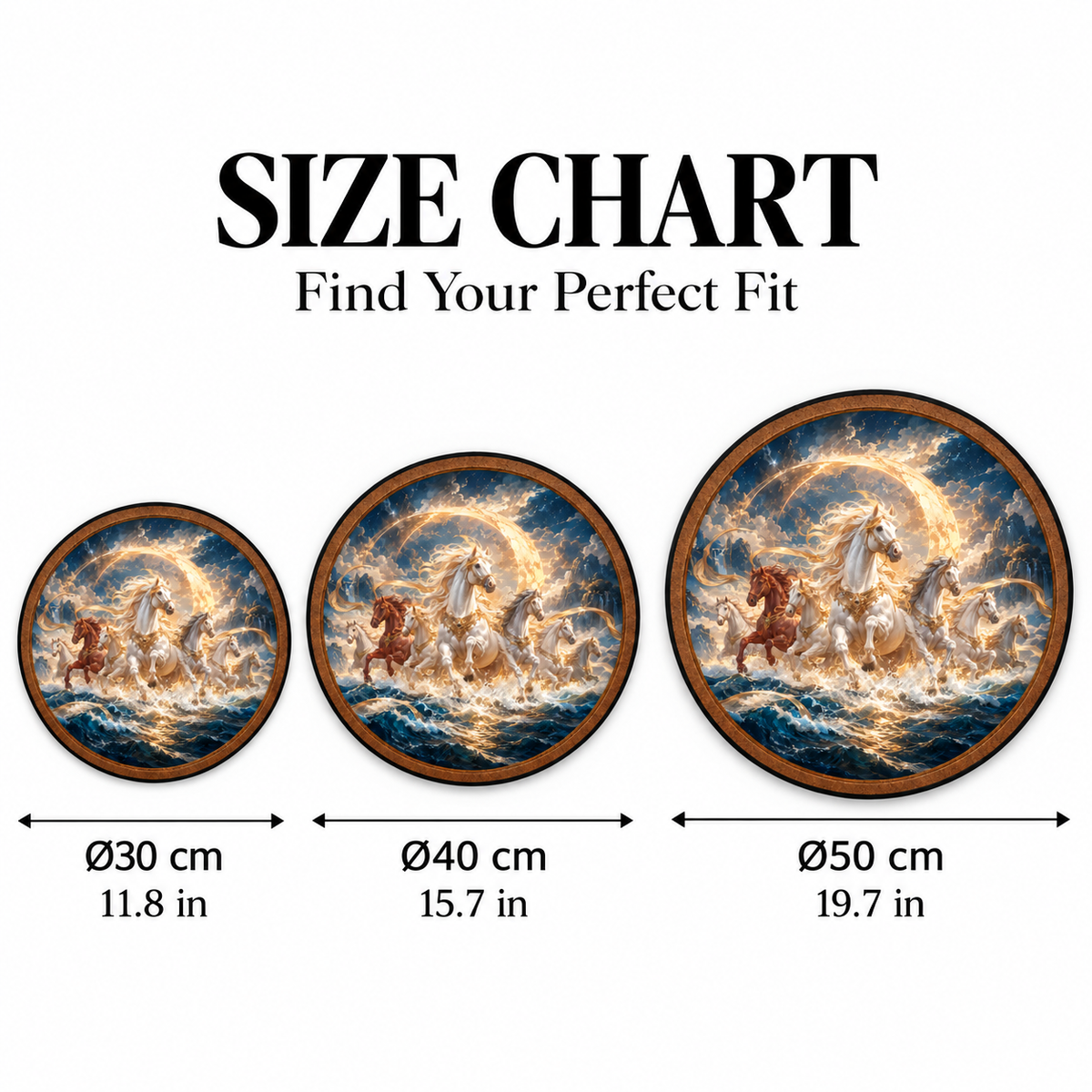 Golden Spirit Horses – Handcrafted Round LED Wall Art
