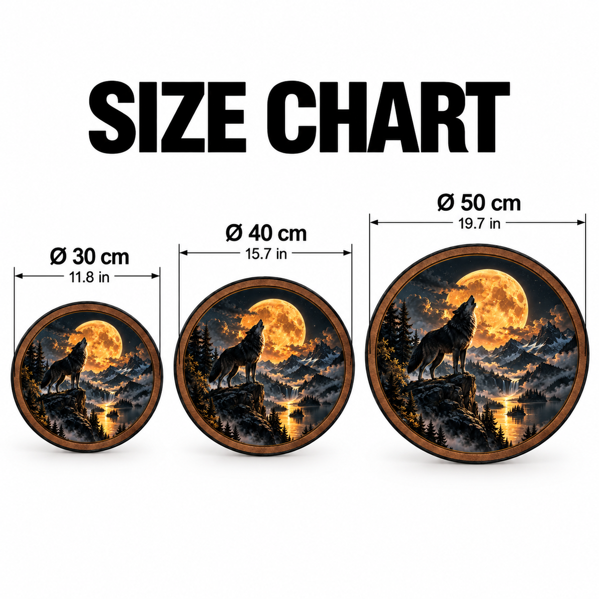 Golden Moon Wolf – Midnight Wilderness LED Wall Art