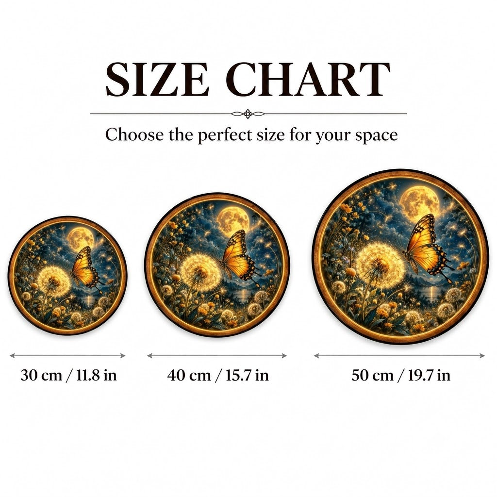 Golden Wishes – Handcrafted Round LED Wall Art