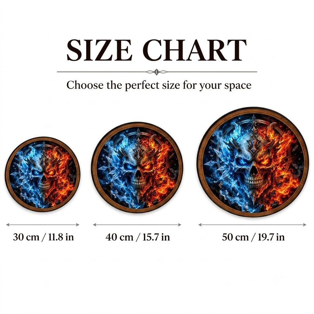 Infernal Frost – Handcrafted Fire & Ice Skull LED Wall Art | Gothic Fantasy Decor