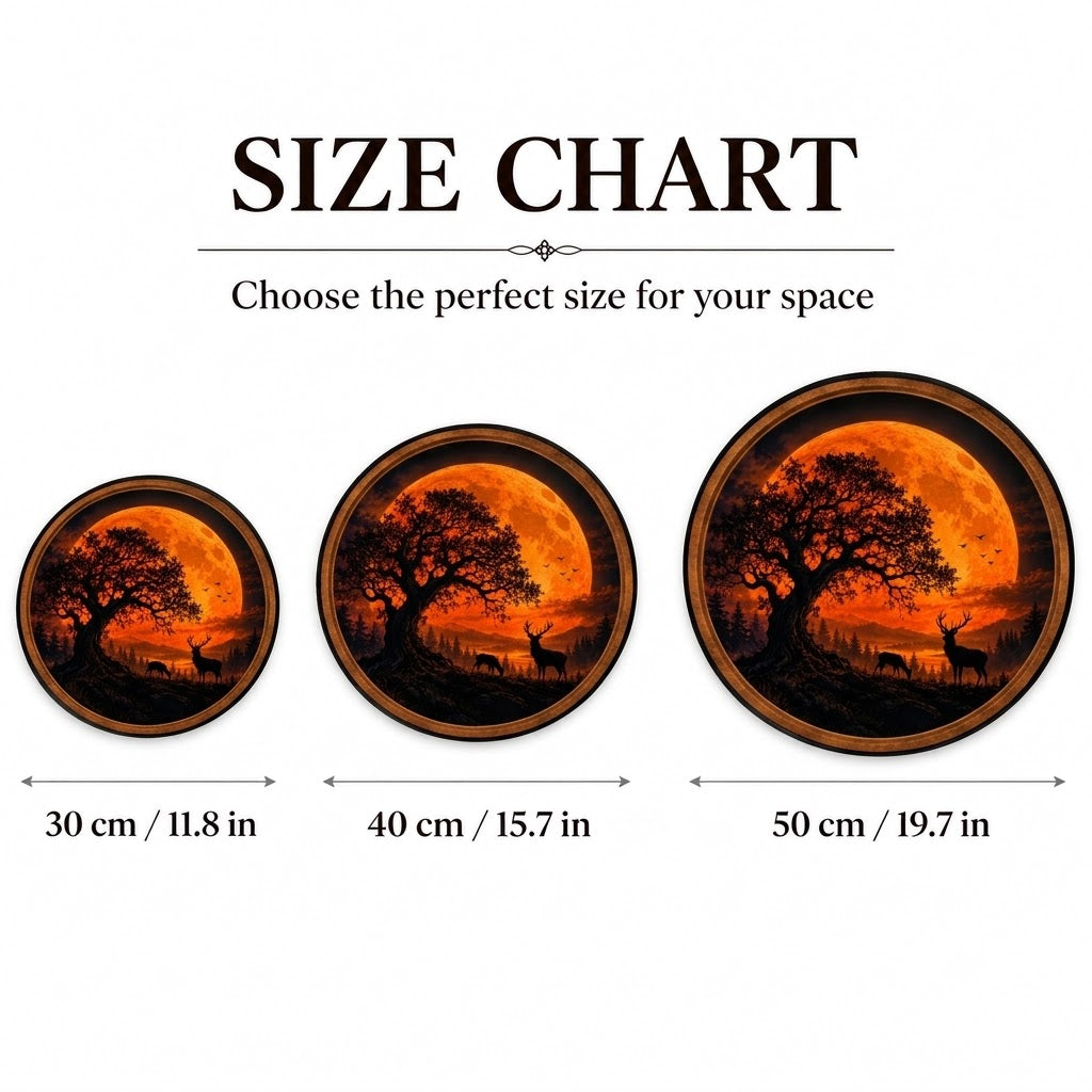Harvest Moon Stag – Handcrafted Round LED Wall Art