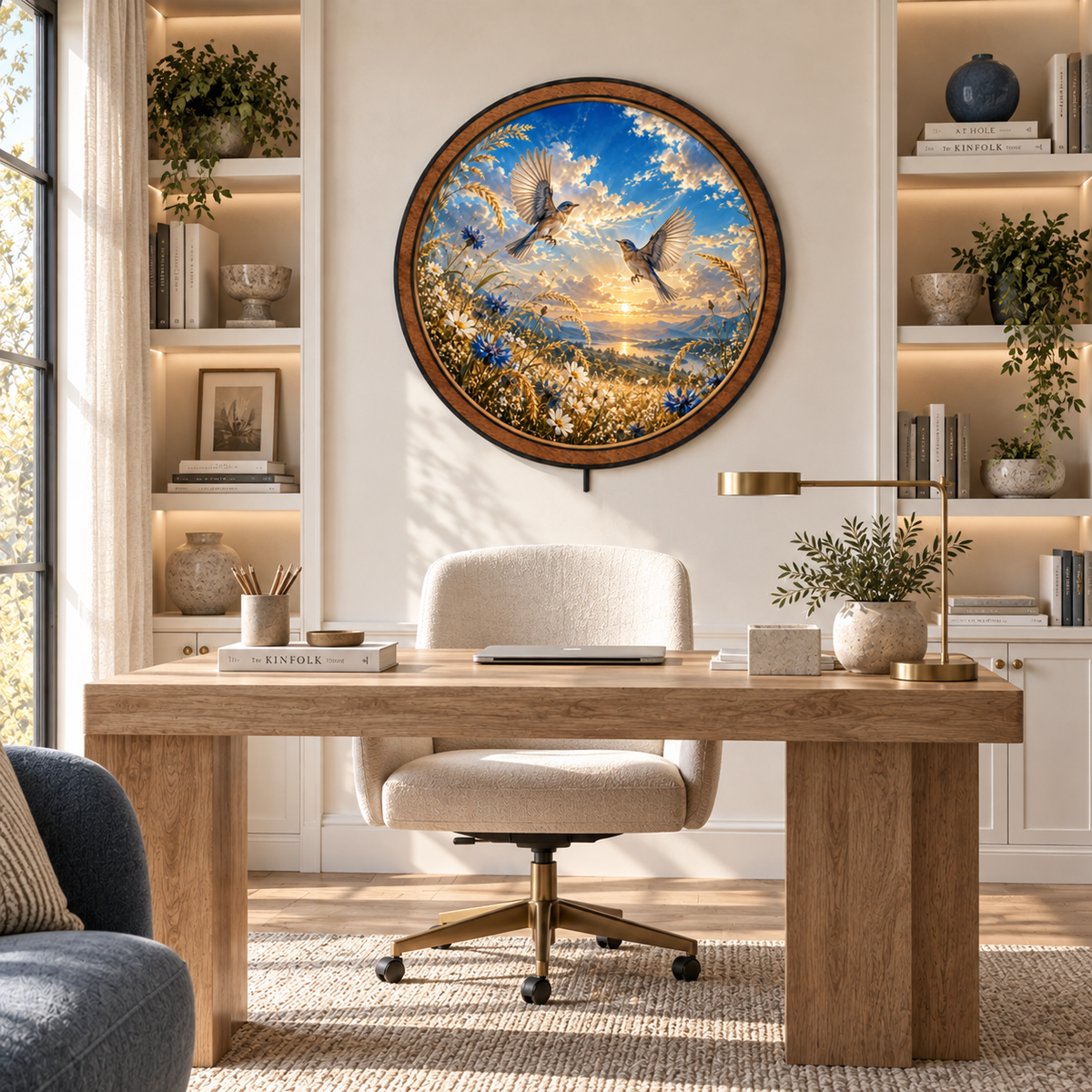 Golden Meadow – Bluebird Sunrise LED Wall Art