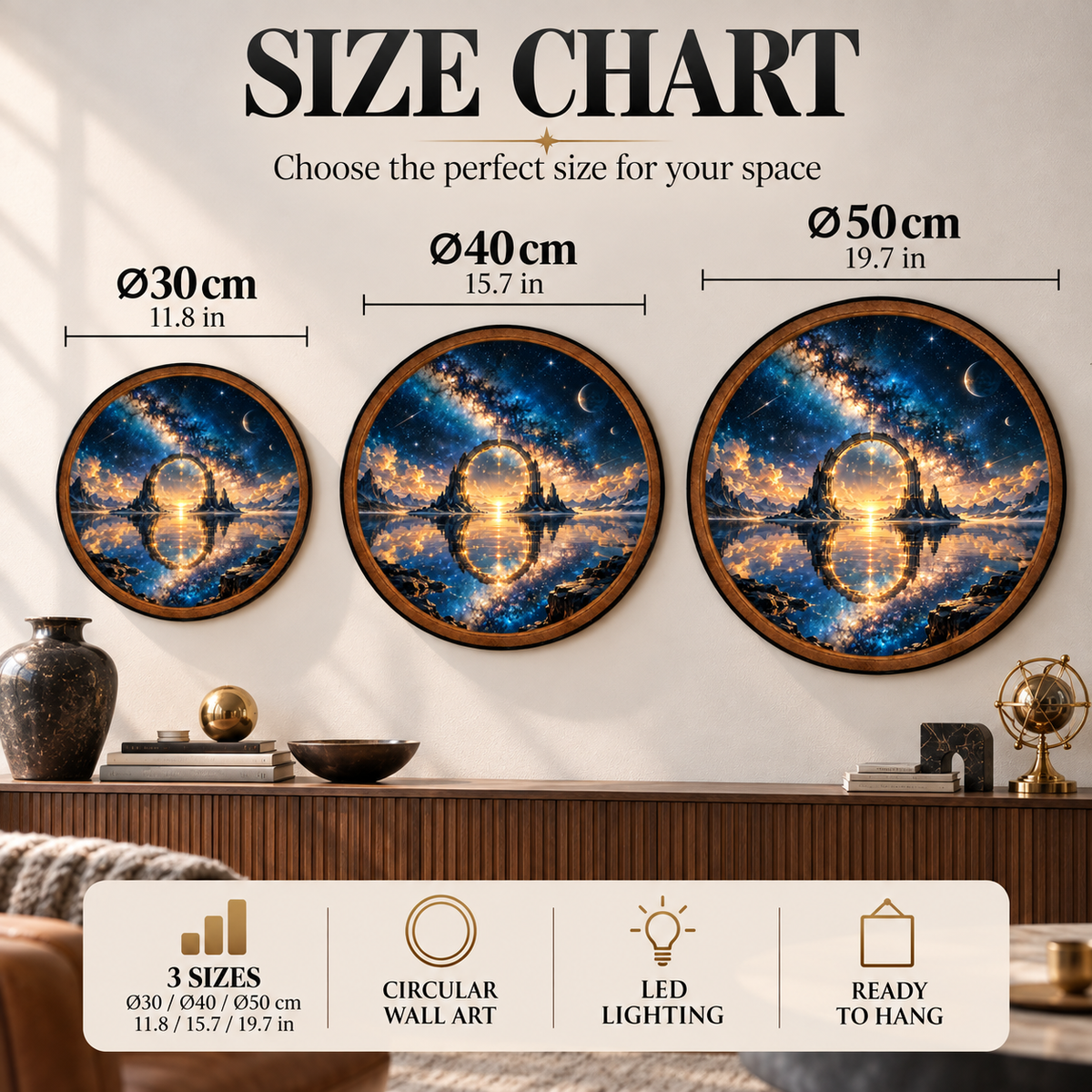 Celestial Gateway Cosmic Reflection LED Wall Art