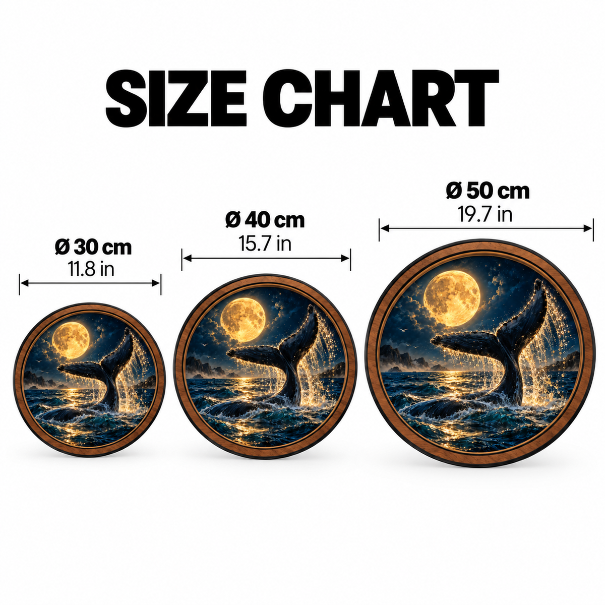 Golden Moon Whale – Midnight Tide LED Wall Art