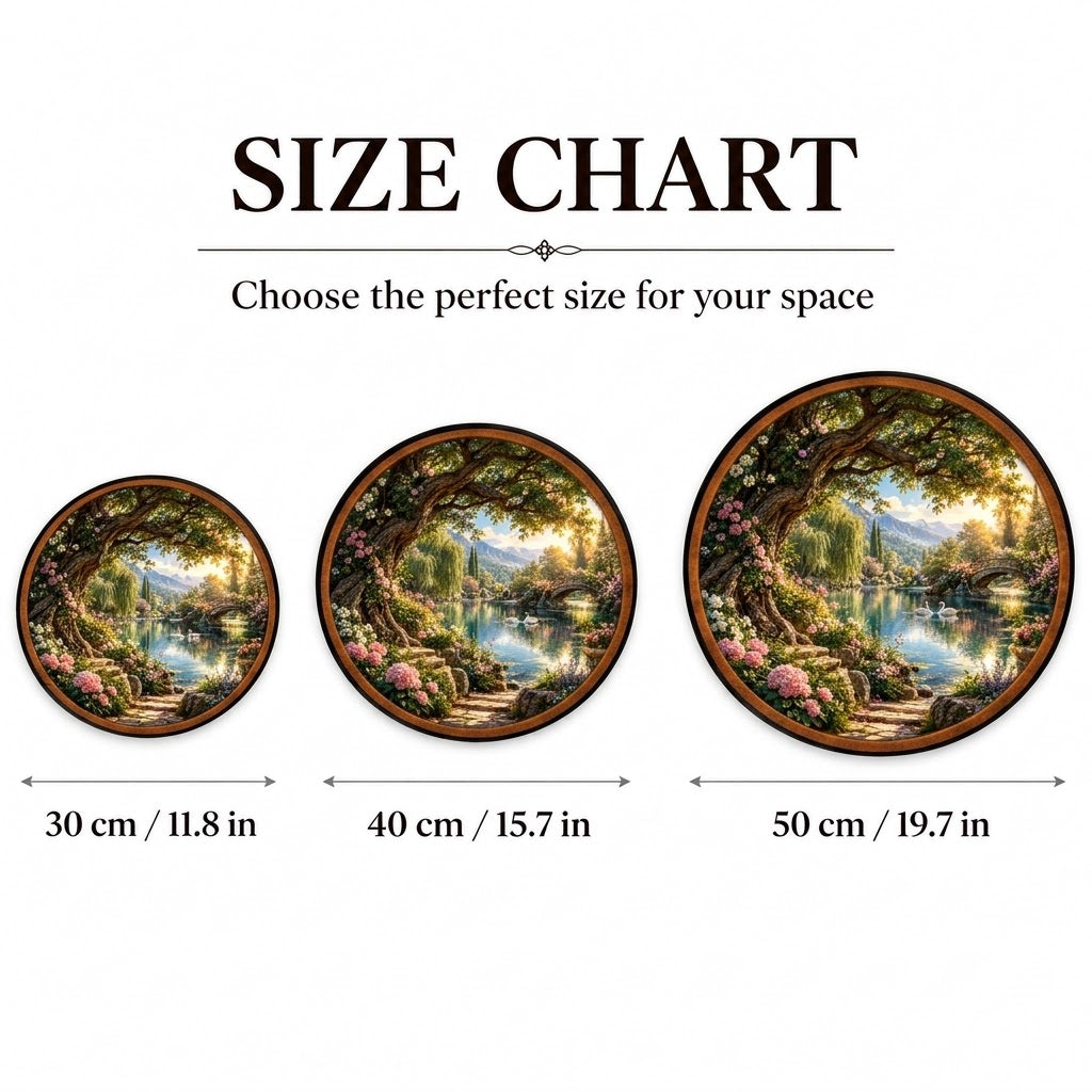 Enchanted Swan Garden – Handcrafted Round LED Wall Art