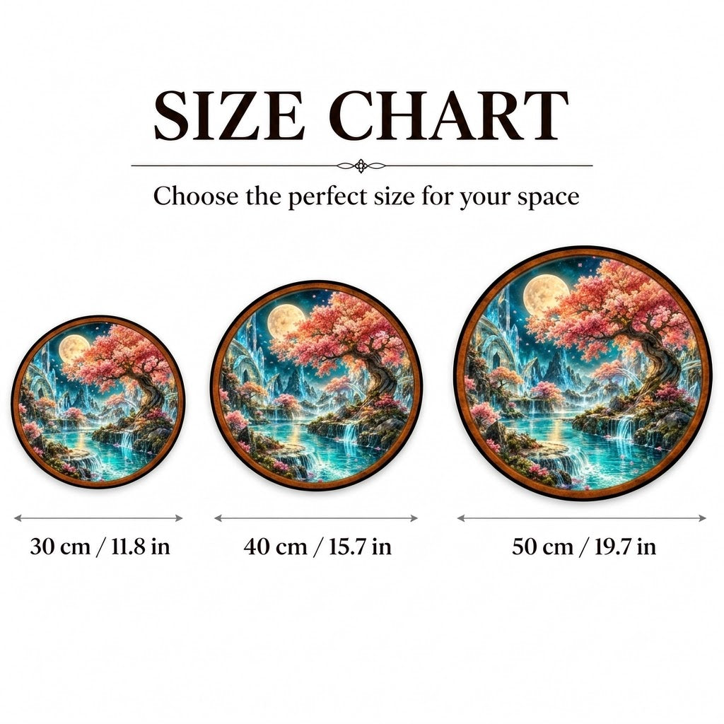 Moonlit Sakura Crystal Garden – Handcrafted LED Wall Art | Cherry Blossom Tree & Fantasy Moon Landscape