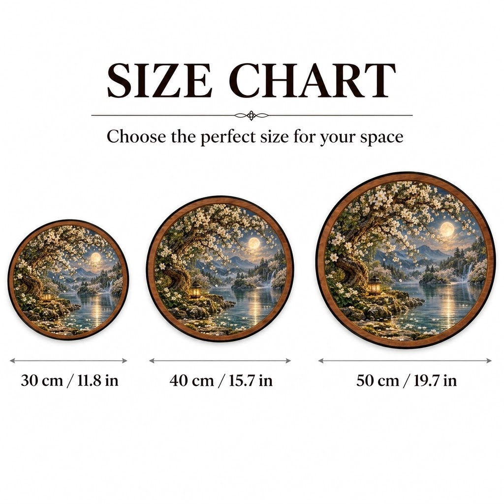 Moonlit Blossom Sanctuary – Handcrafted Round LED Wall Art