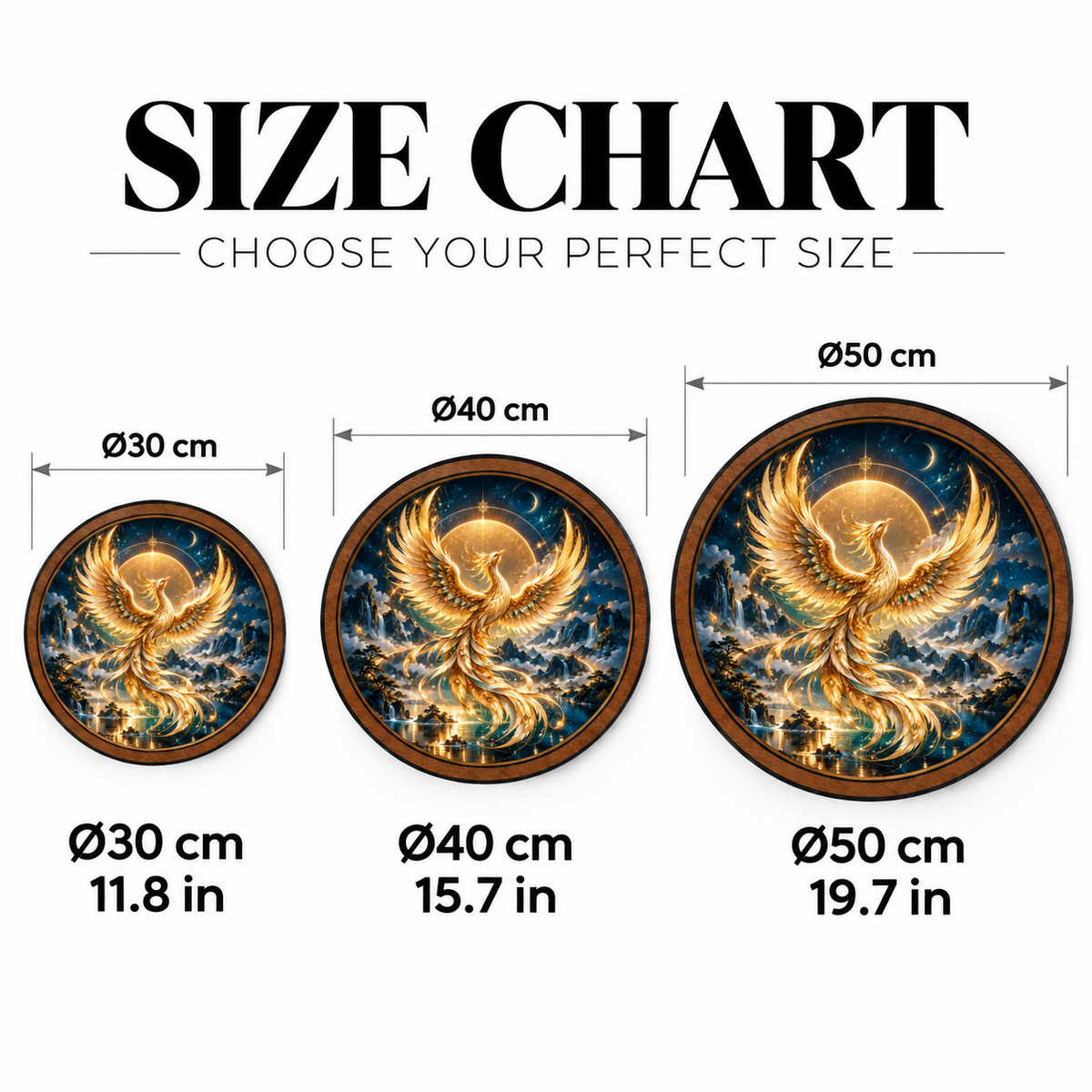 Celestial Phoenix – Golden Moon Fantasy LED Wall Art