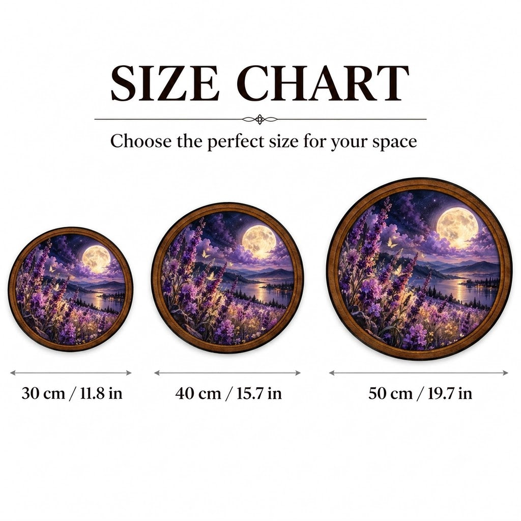 Handcrafted Lavender Moon LED Wall Art – Purple Wildflower Meadow & Full Moon, Dreamy Floral Night Sky Decor