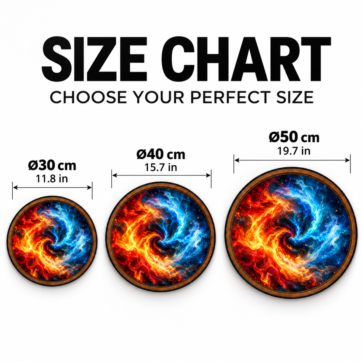 Fire & Ice Elemental Vortex – Abstract Round LED Wall Art