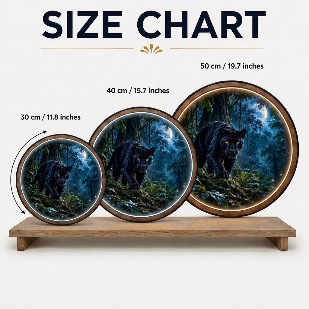 Handcrafted Black Panther Moonlit Jungle LED Wall Art
