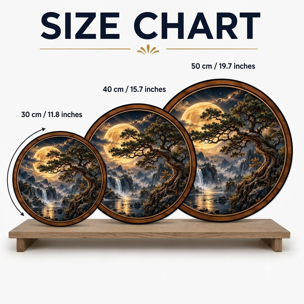 Handcrafted Golden Moon Ancient Pine LED Wall Art