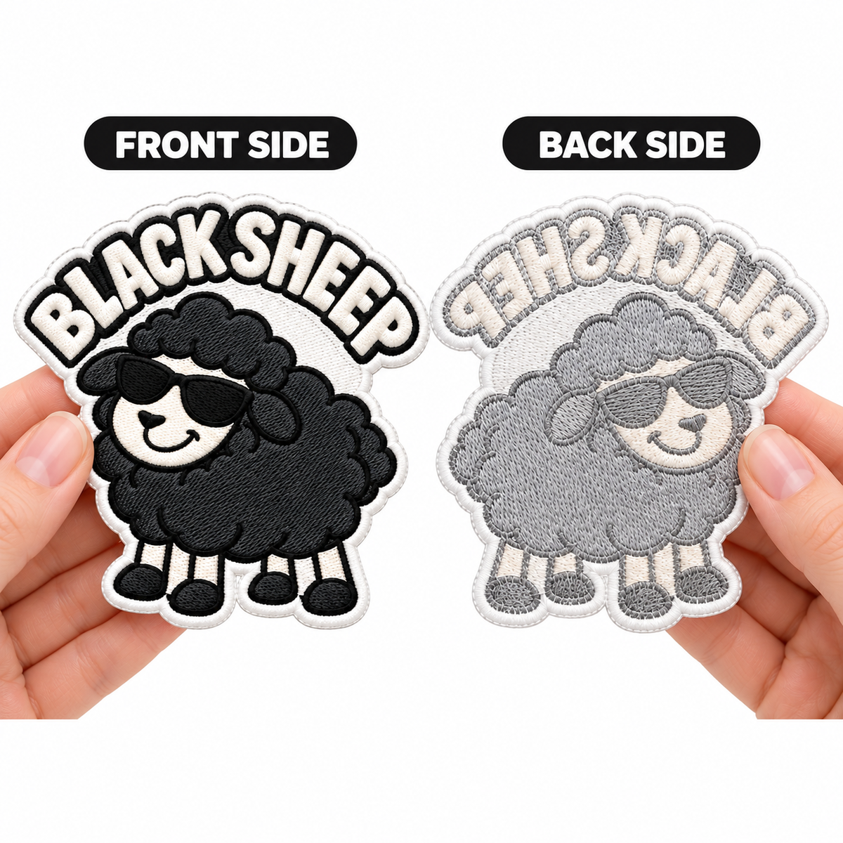 Black Sheep Embroidered Iron-On Patch – Cool Sheep with Sunglasses Applique