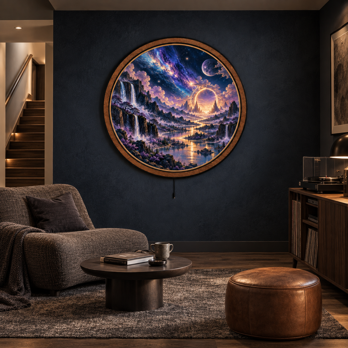 Celestial Valley – Golden Portal LED Wall Art
