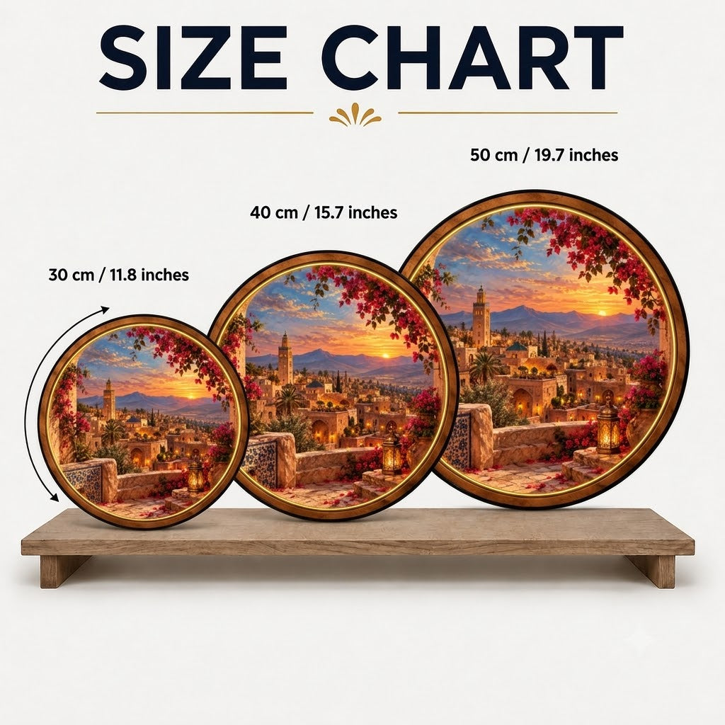 Handcrafted Moroccan Sunset Cityscape LED Wall Art