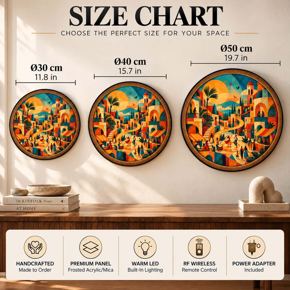 Mediterranean Village Celebration Circular LED Wall Art