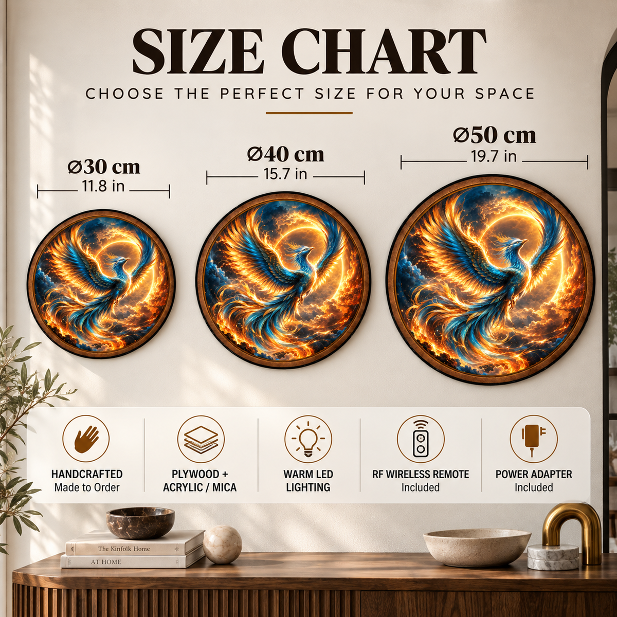 Blue Phoenix Solar Eclipse Circular LED Wall Art