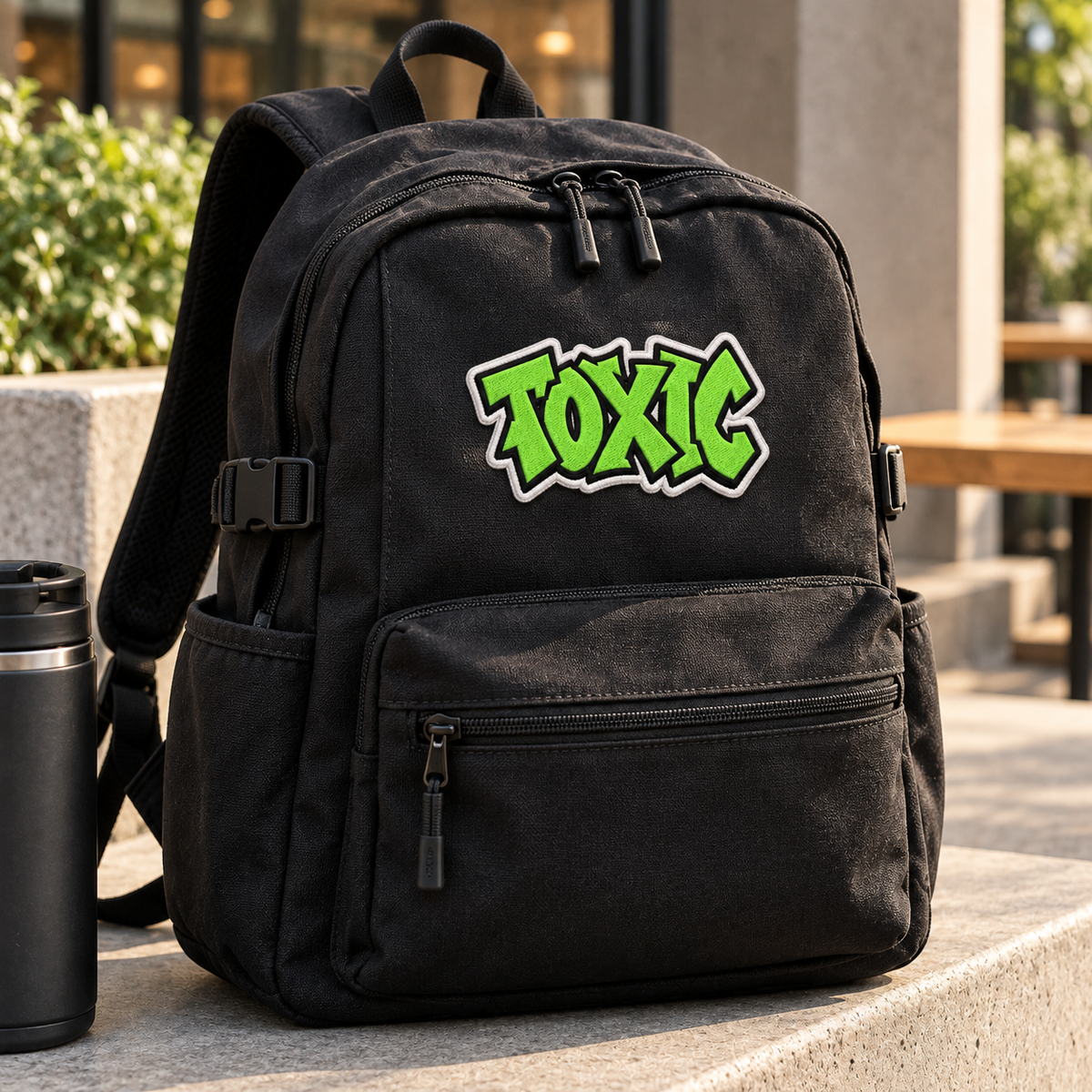 Toxic Graffiti Embroidered Iron-On Patch – Neon Green Streetwear Lettering Applique