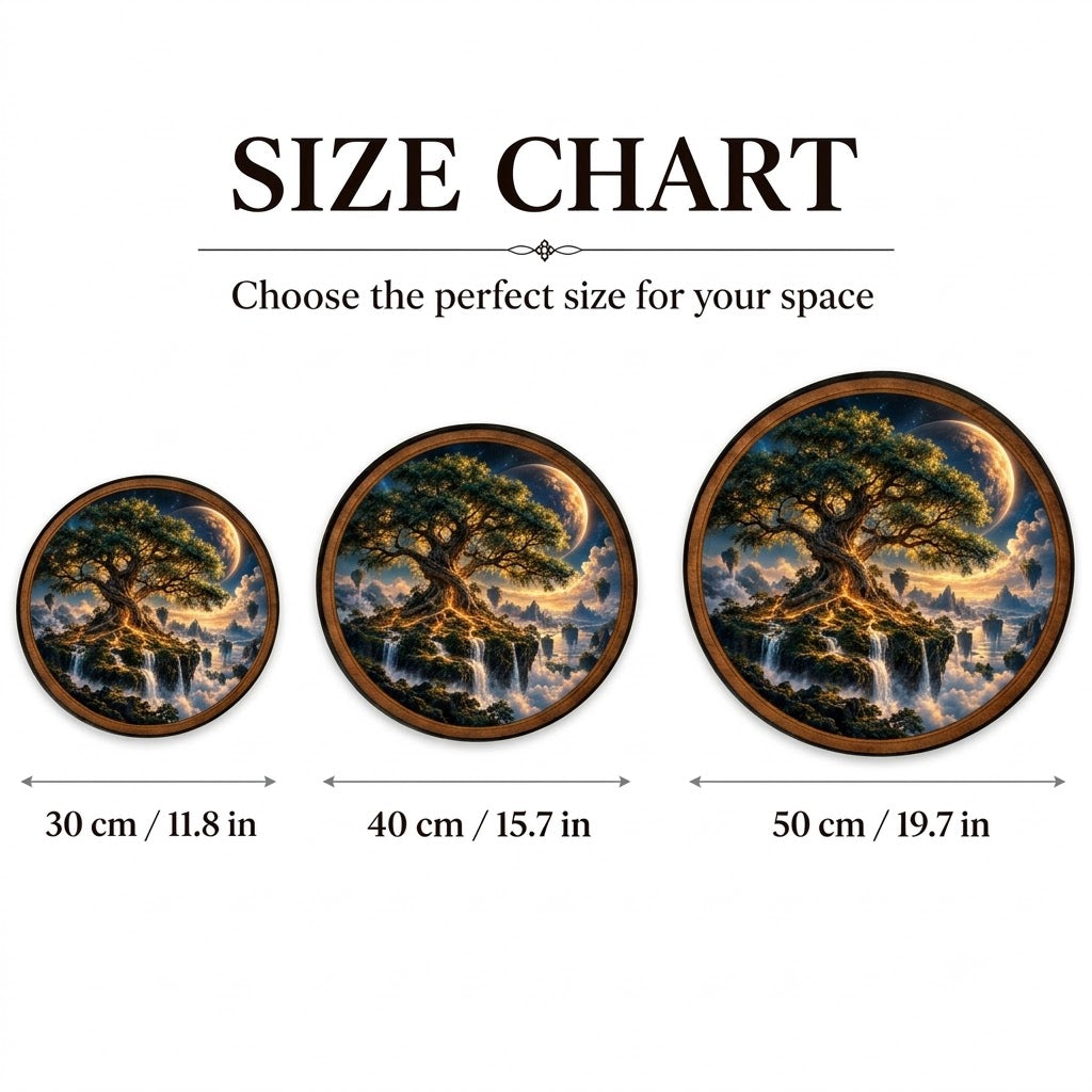 Handcrafted Tree of Life LED Wall Art – Golden Celestial Tree & Floating Islands Fantasy