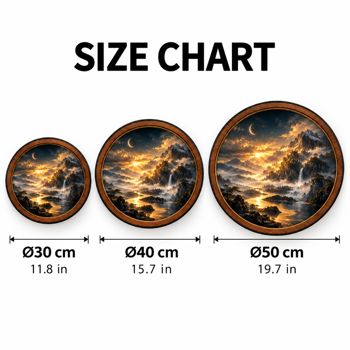 Golden Veil Celestial Mountain Sanctuary LED Wall Art
