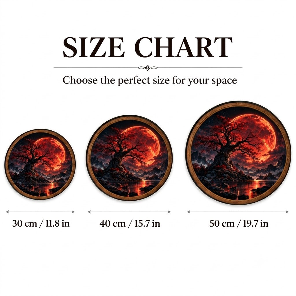 Handcrafted Blood Moon LED Wall Art – Crimson Tree & Red Moon Fantasy Landscape