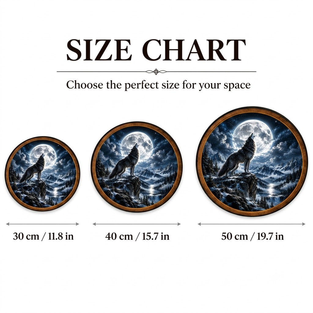 Handcrafted Howling Wolf LED Wall Art – Full Moon Wolf & Snowy Mountain Fantasy