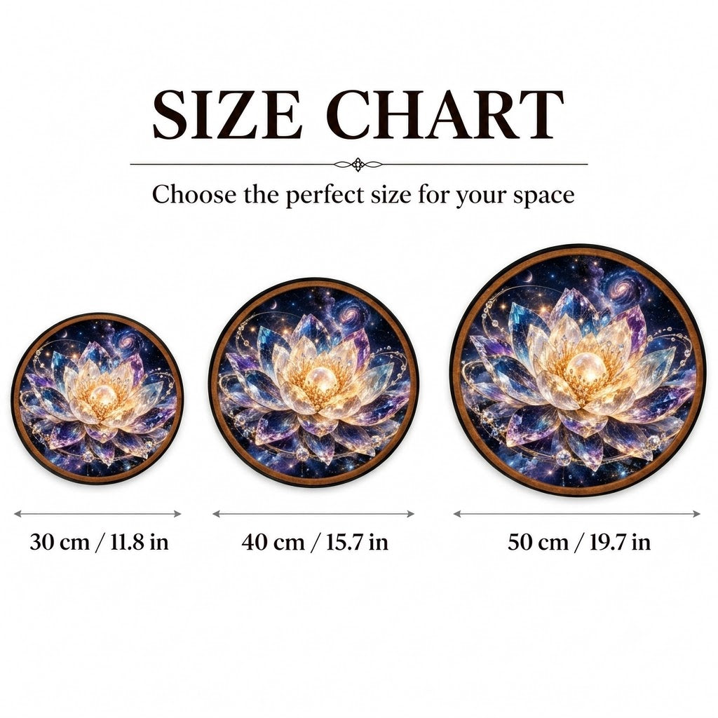 Celestial Crystal Lotus – Handcrafted Round LED Wall Art