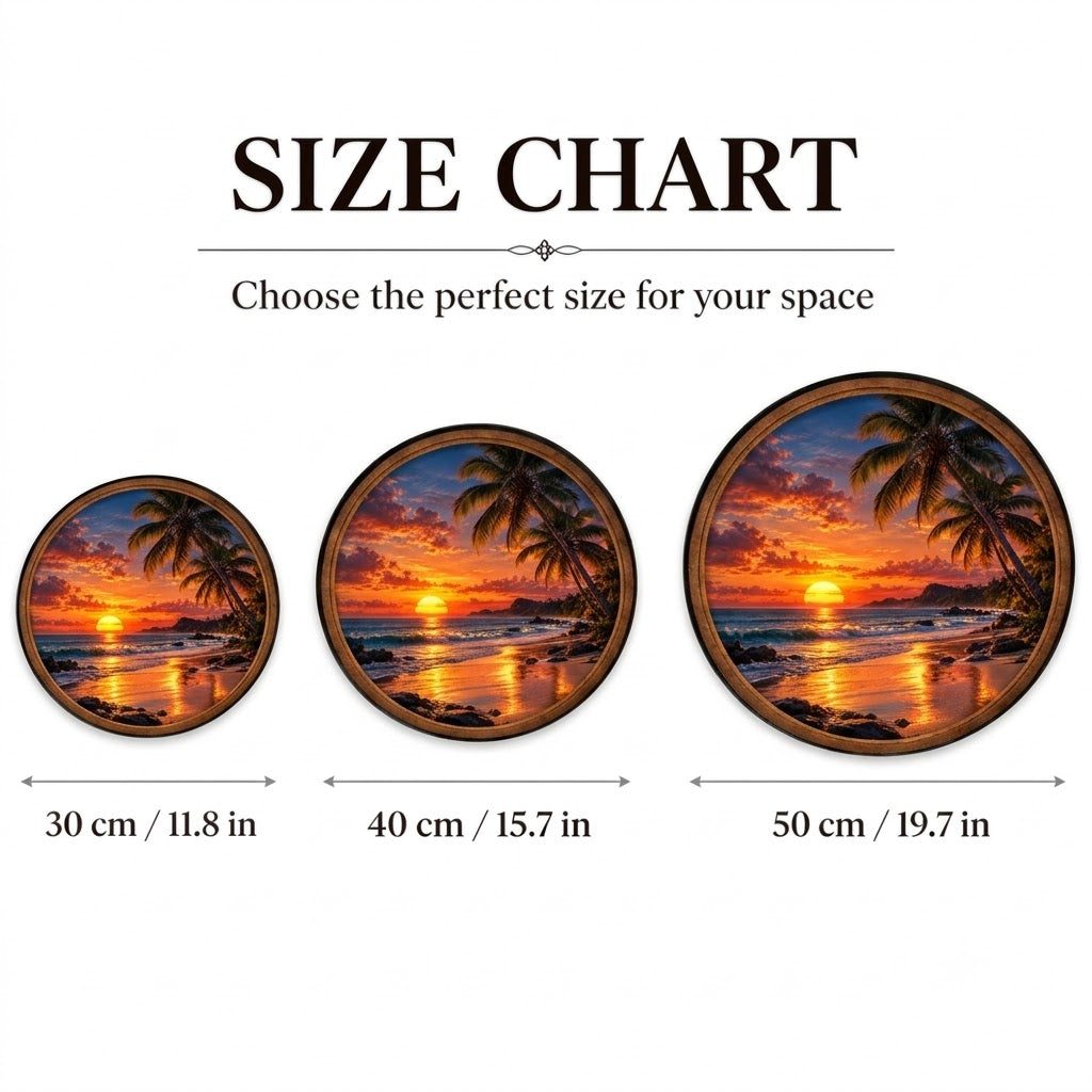 Handcrafted Tropical Sunset LED Wall Art – Palm Tree Beach & Ocean Sunset