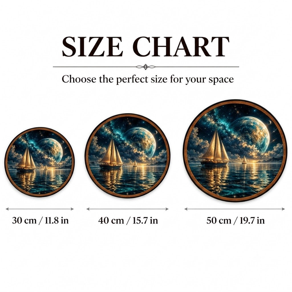 Handcrafted Celestial Sailboat LED Wall Art – Cosmic Ocean, Golden Sailing Ship & Fantasy Planet