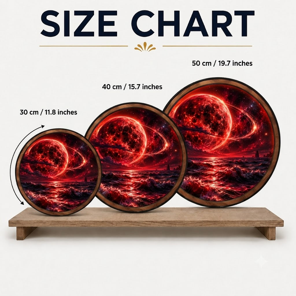 Handcrafted Crimson Eclipse Cosmic Ocean LED Wall Art