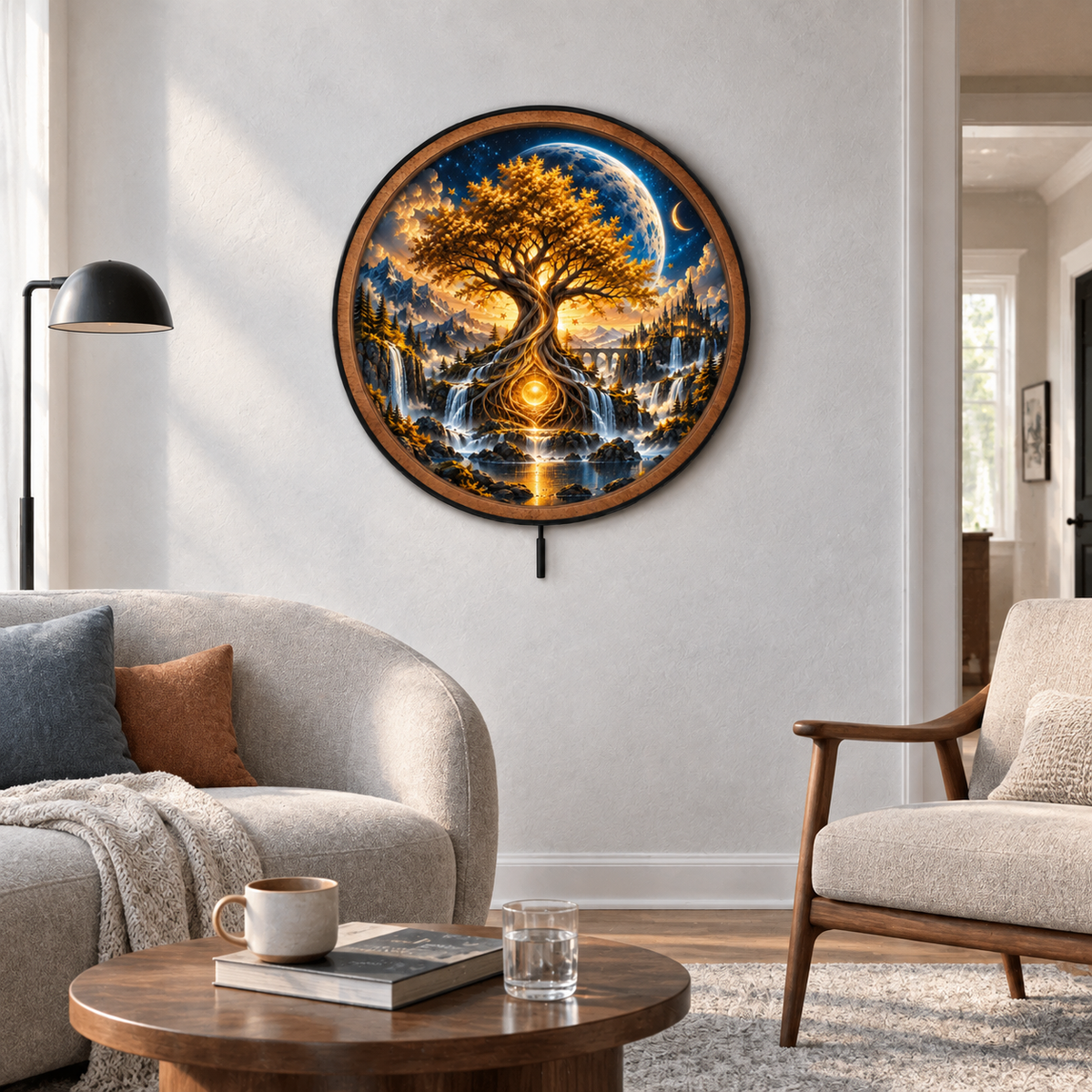 Tree of Eternity – Golden Celestial Kingdom LED Wall Art