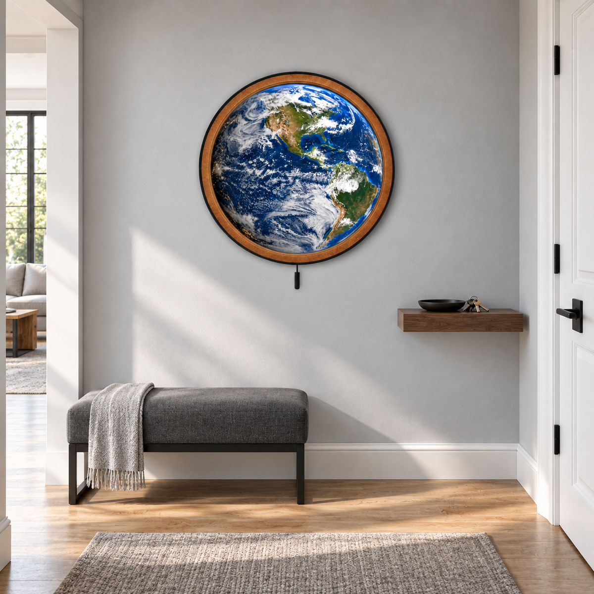 Blue Earth – Living Planet Circular LED Wall Art