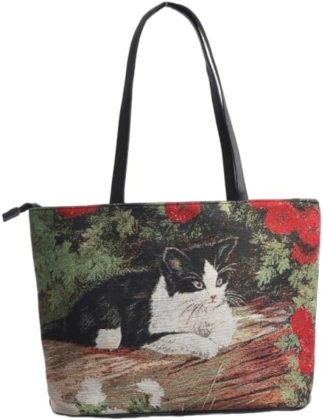 Floral Zipper Tote Bag for Women – Foldable 15L Shoulder Bag for Travel & Work